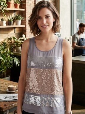 Express Womens Sequined Tank Top
